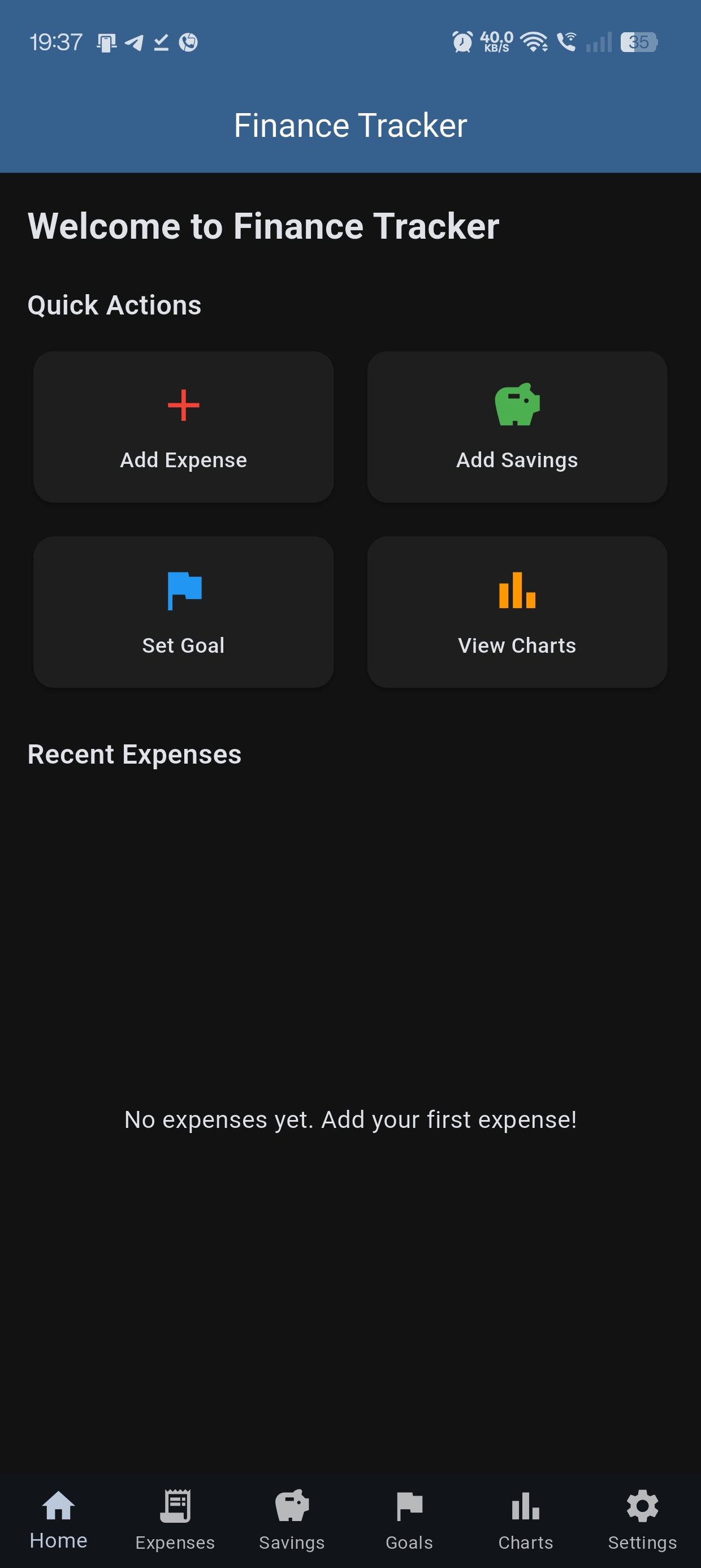 Expenses screen - Finance Tracker app